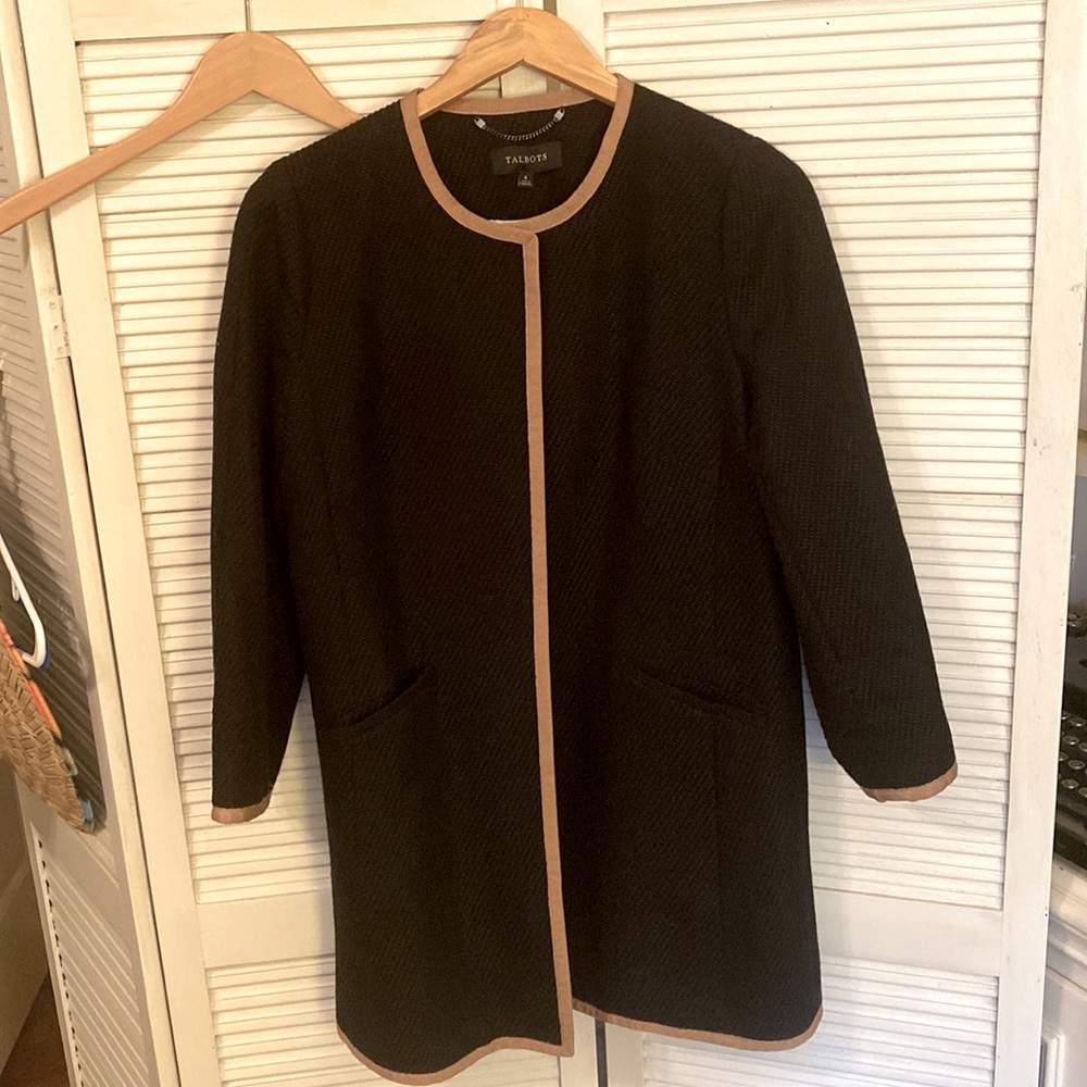 Talbots black and tan topper jacket
